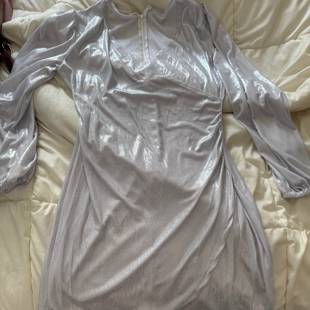 White silver mini dress